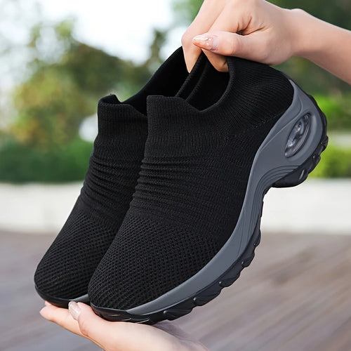 Women'S Fashion Knit Pattern Walking Shoes, Air Cushion Casual Sports Shoes